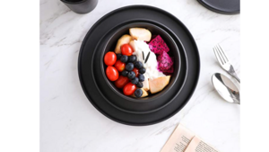Black Thick Rimmed Plain Salad Plate rental Denver, CO