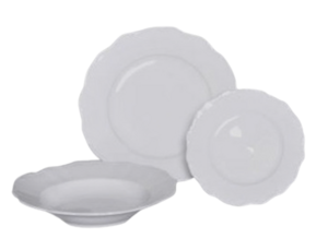 White Scalloped China Collection rental Chicago, IL