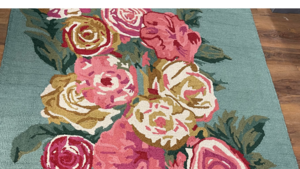 Victorian Green with roses rug rental Denver, CO